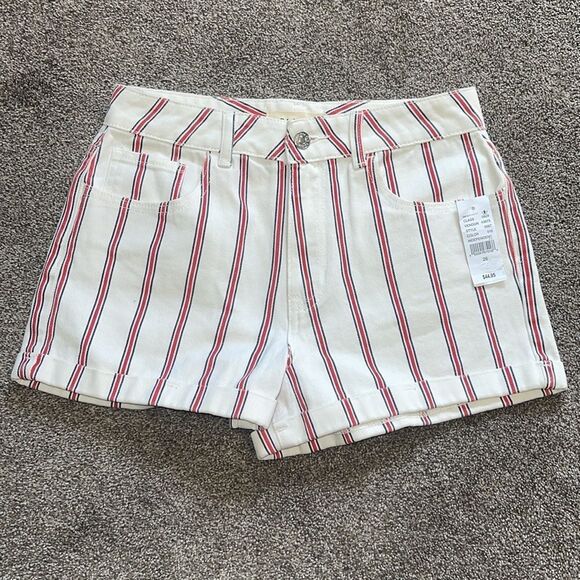 NWT PacSun Los Angeles Shorts Women's 26 White Red Striped Mom Shorts Pockets. - Picture 3 of 12